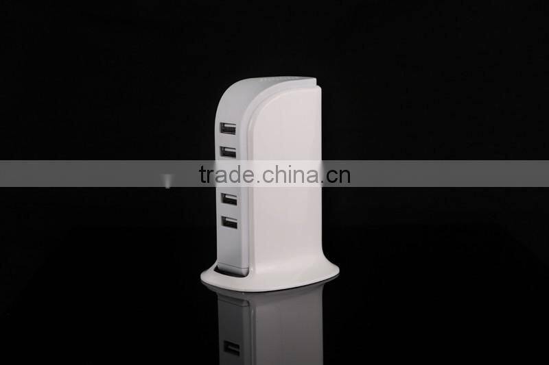 5-Port 5V/6A USB Desktop Charger/Portable Charger All-In-One Travel Charger for iPhone, iPad, iPod, Smartphones, 5V Tablets