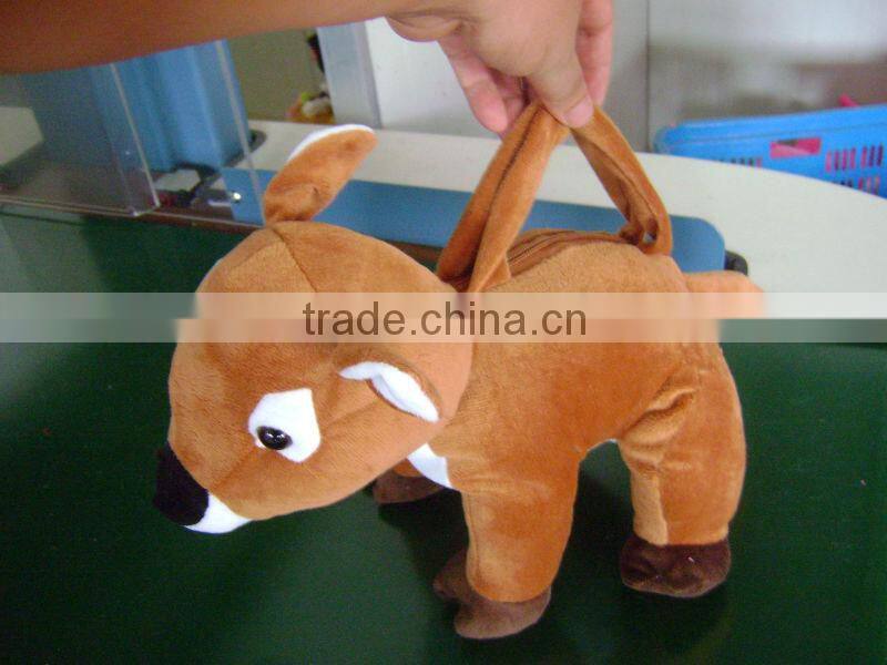 30cm promotional customzied stuffed plush frog animal shape handbag toy with handgrip