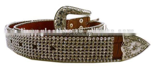 Western Fashion Strass Diamond Chain Cowgirl Rhinestone Cowhide Belt