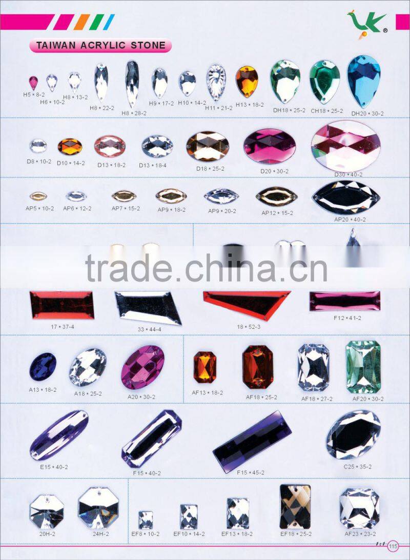 Assorted Shapes Color Glue on Faceted Crafting Plastic Gemstone Acrylic Rhinestone