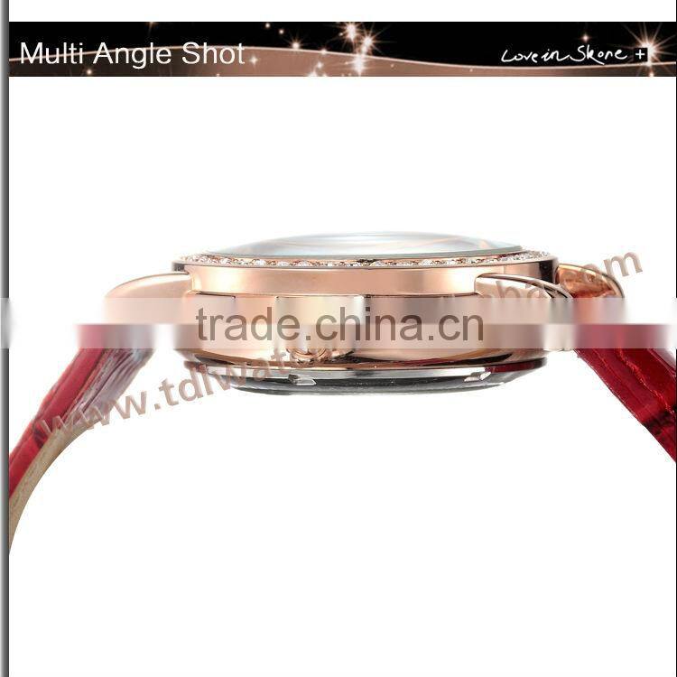 Newest Genuine Leather Skeleton Leather Wrist Watch