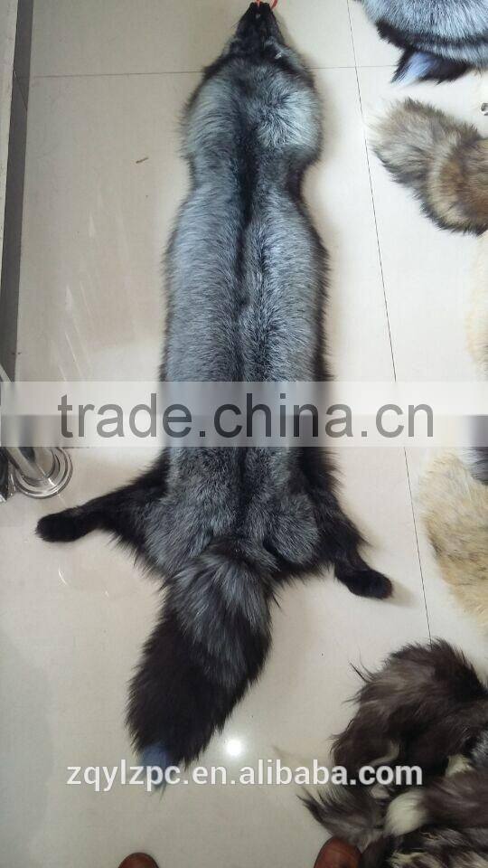 Natural color fur pelt real Silver Fox