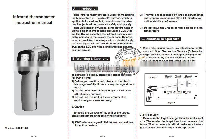 Hot ! Potable Digital Non-Contact Infrared Thermostat Gun Thermometer 12:1