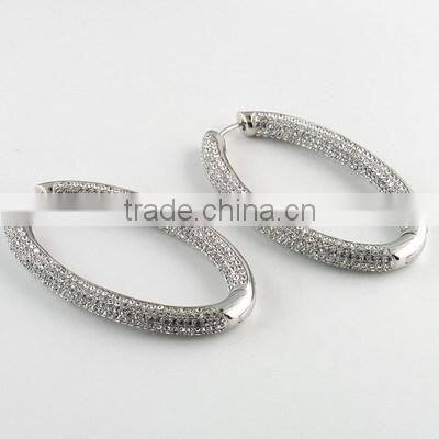 925 Sterling Silver Crystal Hoop Earring Jewelry