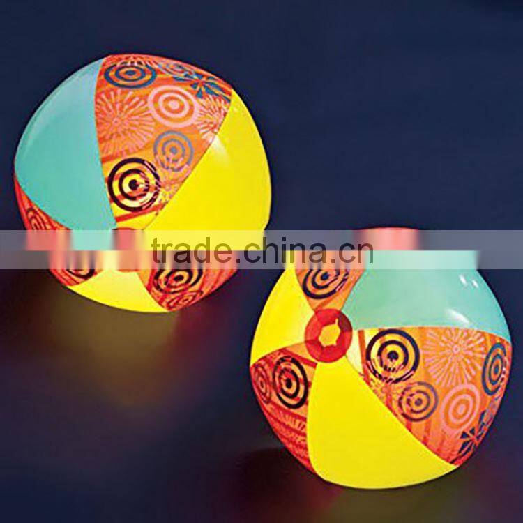 colorful inflatable light-up beach ball in blue red green