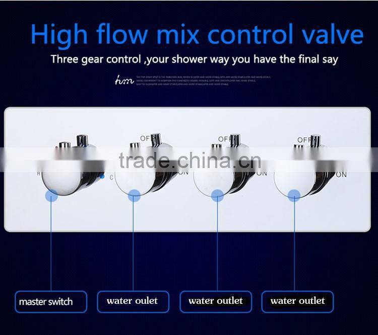 Contemporary High Pressure 4 Handle 3 Way In Wall Bath Shower Faucet Hot Cold Mixing Water Control Valve