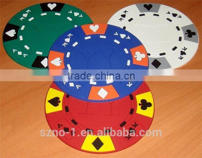 customized embossed 3D relief logo soft eco-friendly silicone rubber cup mat pvc cup coaster