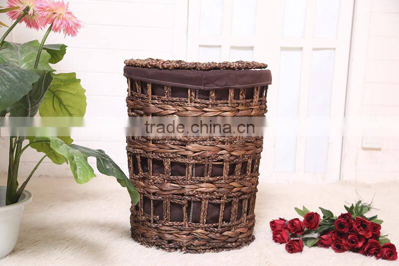 2015 new arrival set of 3 maize and water hyacinth weaved laundry hamper with lining