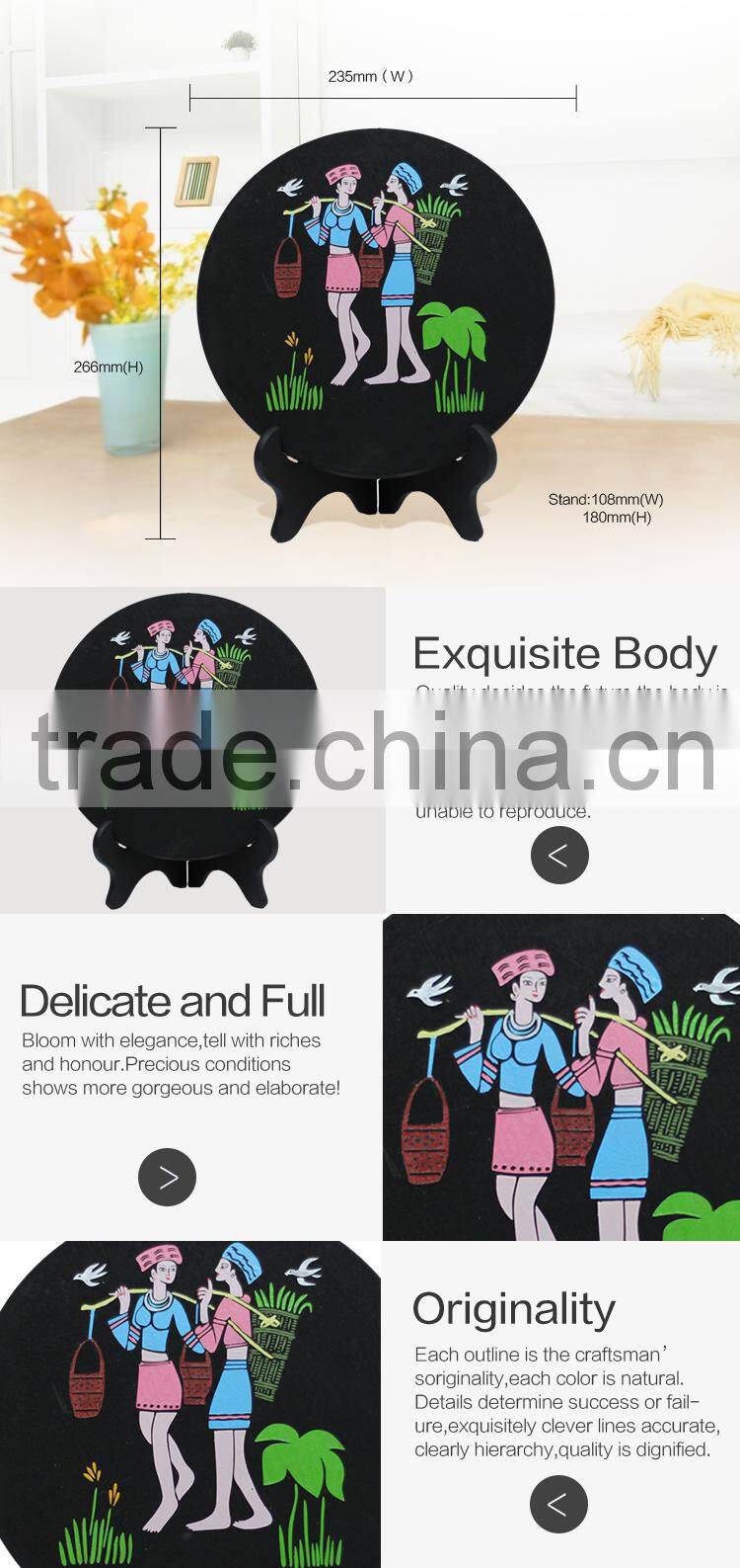 Young ladies plate round shape cheap bulk personalized opening ceremony gifts