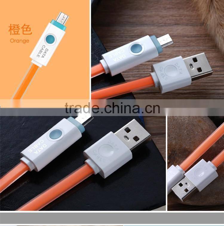 Universal USB Charger LED USB Cable for Android, Fashinable TPE Flat Data Cable