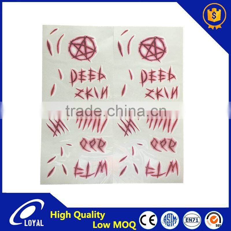 Competitive Factory Price Lifelike 3D Halloween Horrible Scar Stickers