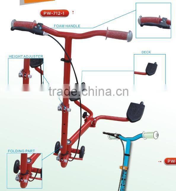 two wheels 100% IRON folding foot pedal kick scooter for kids hand press brake