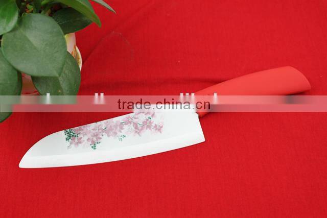 6" Pattern ceramic knife Chef Knife with printing stained paper flower on white blade