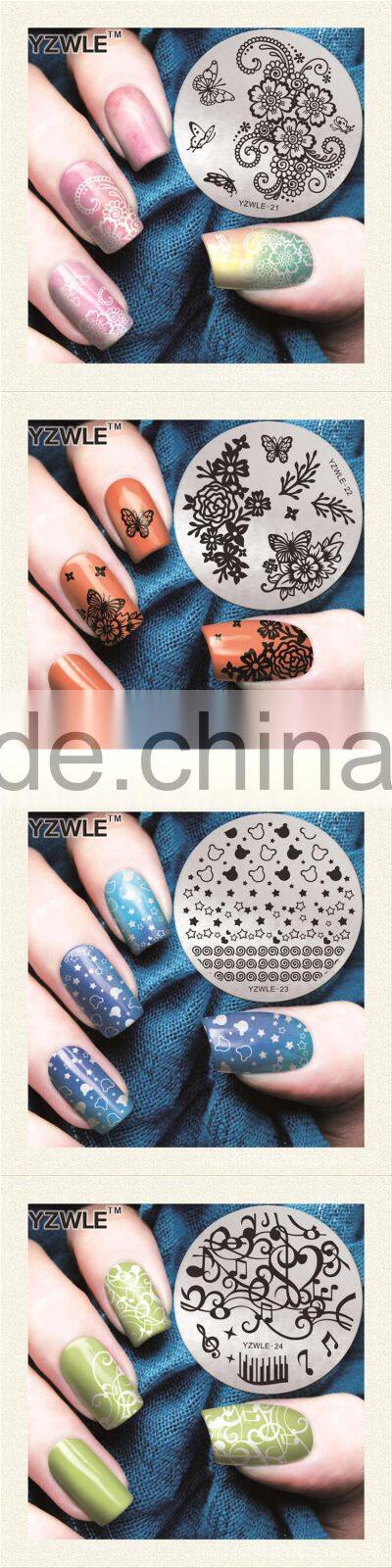 2016 Factory outlets Nail Art Stamping Plates DIY NEW Stainless Steel Handle Flower Stencils Templates for Nails Polish