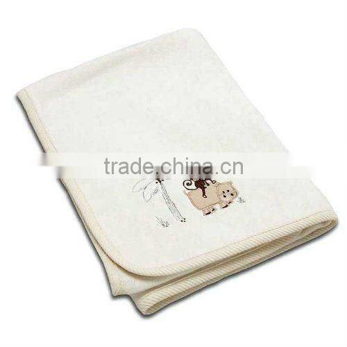 Baby polar fleece blanket with embroidery for promotion