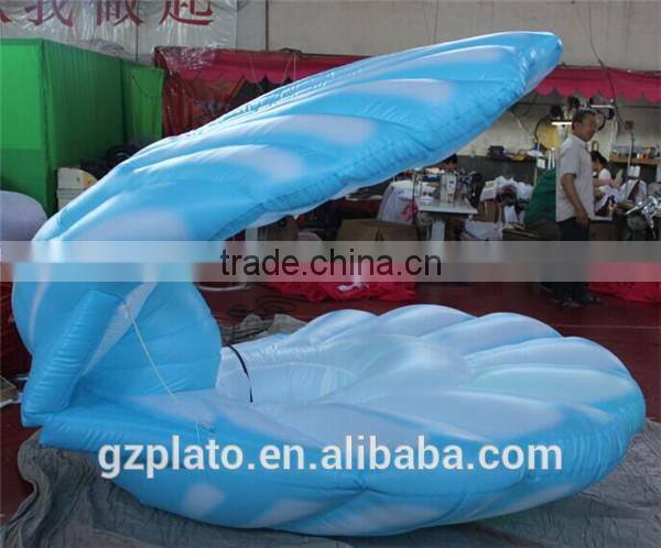Decorative blue inflatable seashell inflatable replica model with led light for display