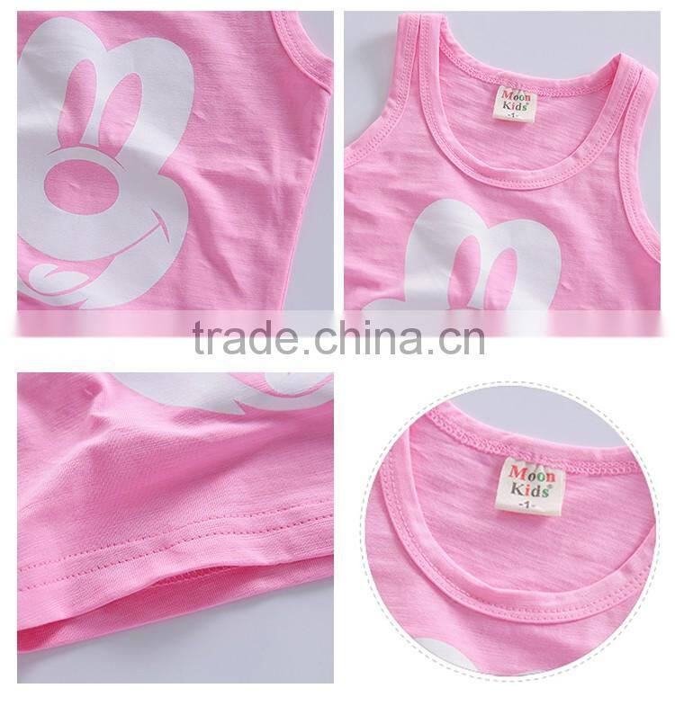 Factory Price Multicolor Children Soft Cotton Cartoon Face Printed Cheap Vest