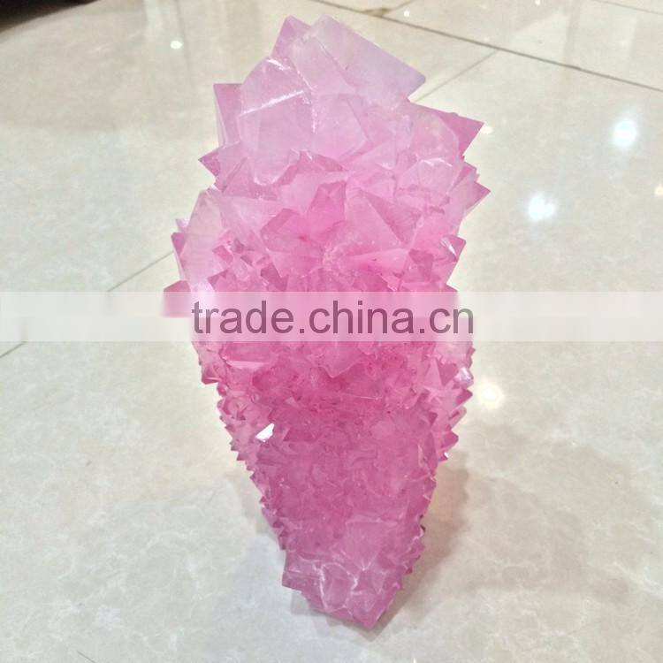 Pink Artificial Crystal Cluster Rose Crystallizing Ornaments For Sale
