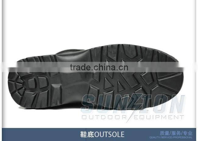 Full black cowhide full grain leather Tactical Boots with Zipper