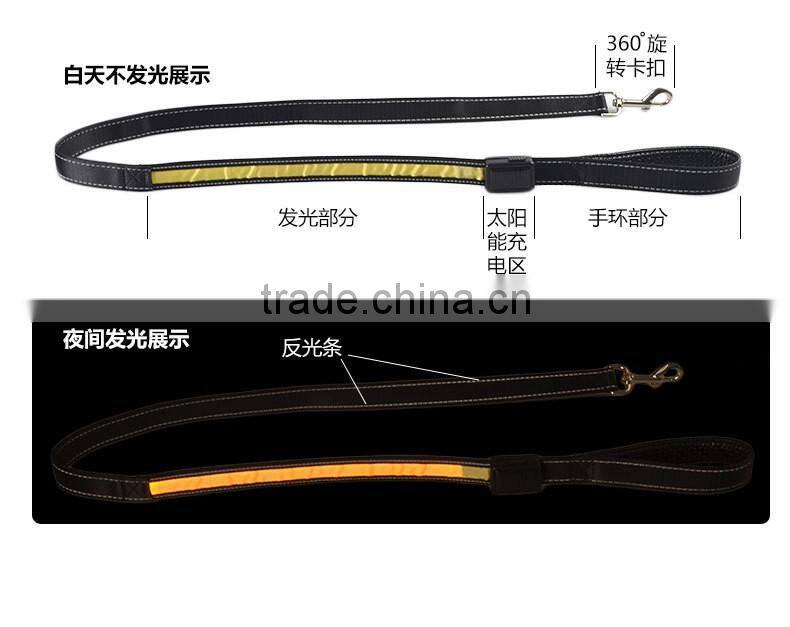 New Promotion Solar charging dog leash USB rechargeable LED lead