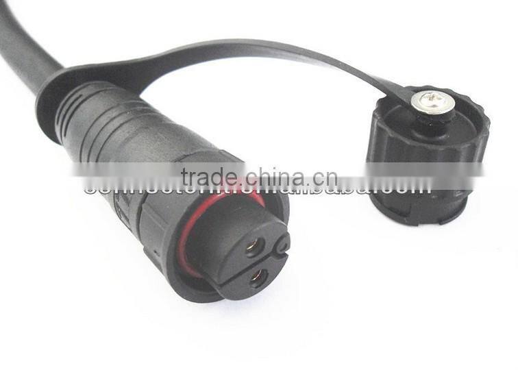 LLT 2 core waterproof connector with endcap rubber cable molded with nylon connector