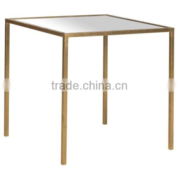 Modern home furniture tempered glass side table with gold stainless steel base