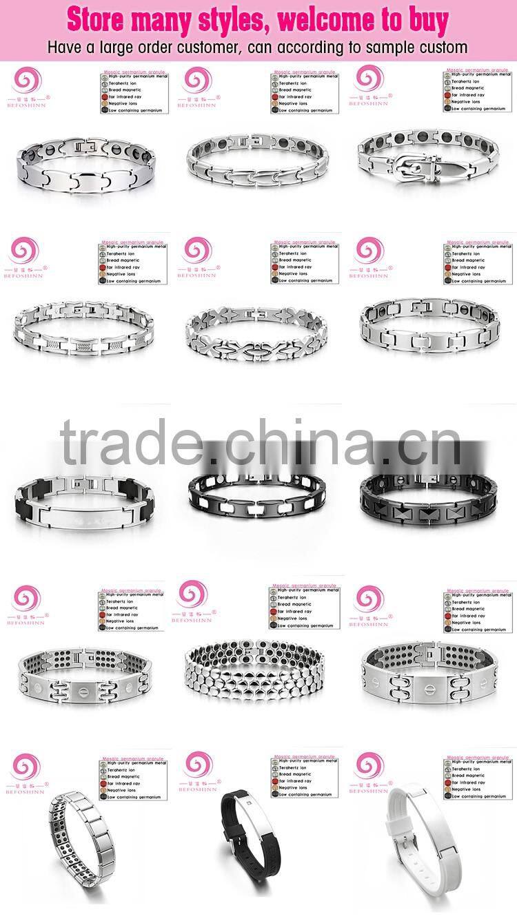china manufacturer fashion negative ion infrared titanium germanium energy custom silicone bracelet