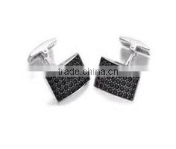 Stainless Steel black IP-plated with little stones Cuff links