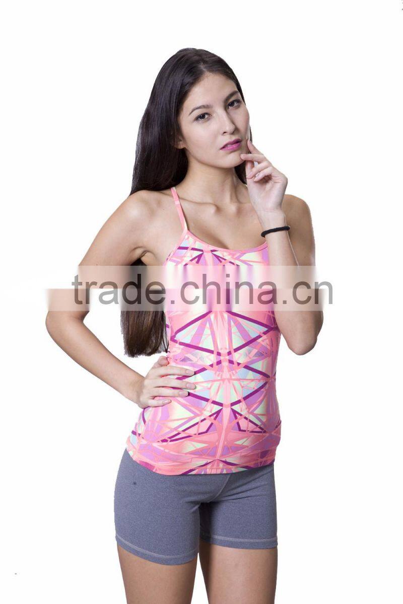 Trendy Fashion Wear Lovely Full Printed Women Sports Wear Workout Tank Top