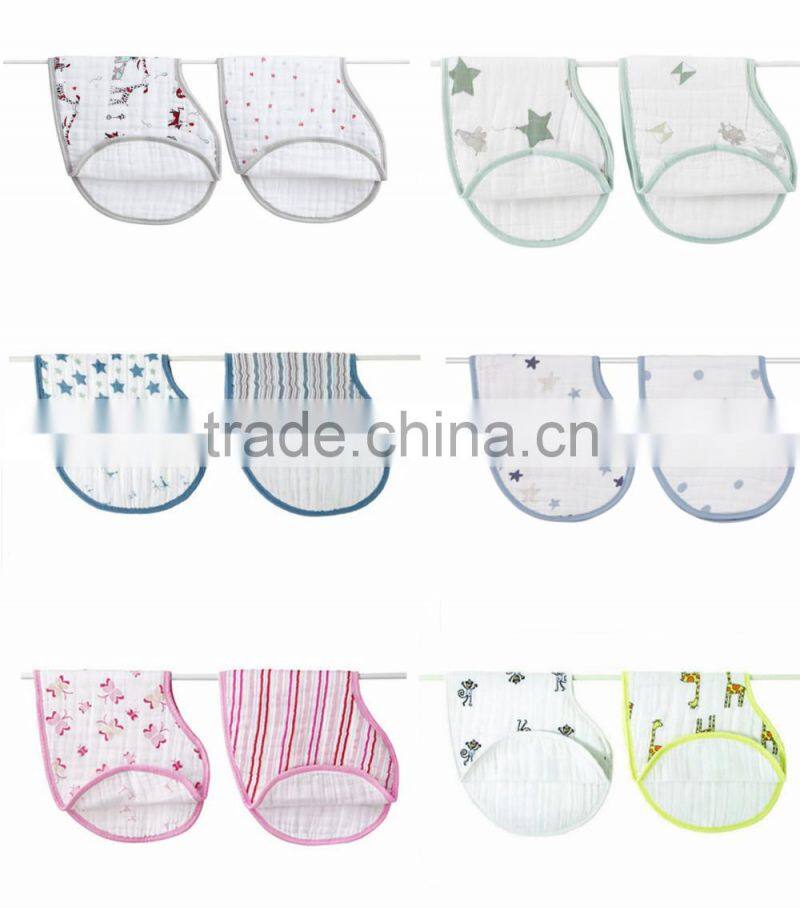 Hot selling 100% cotton muslin baby bibs and burp cloths