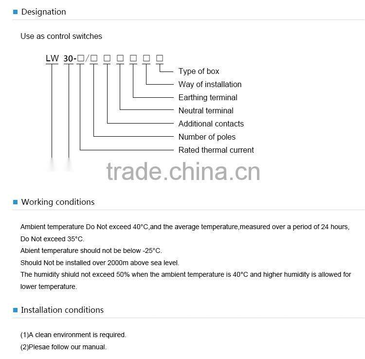 5 positions Rotary Switch LW30-100