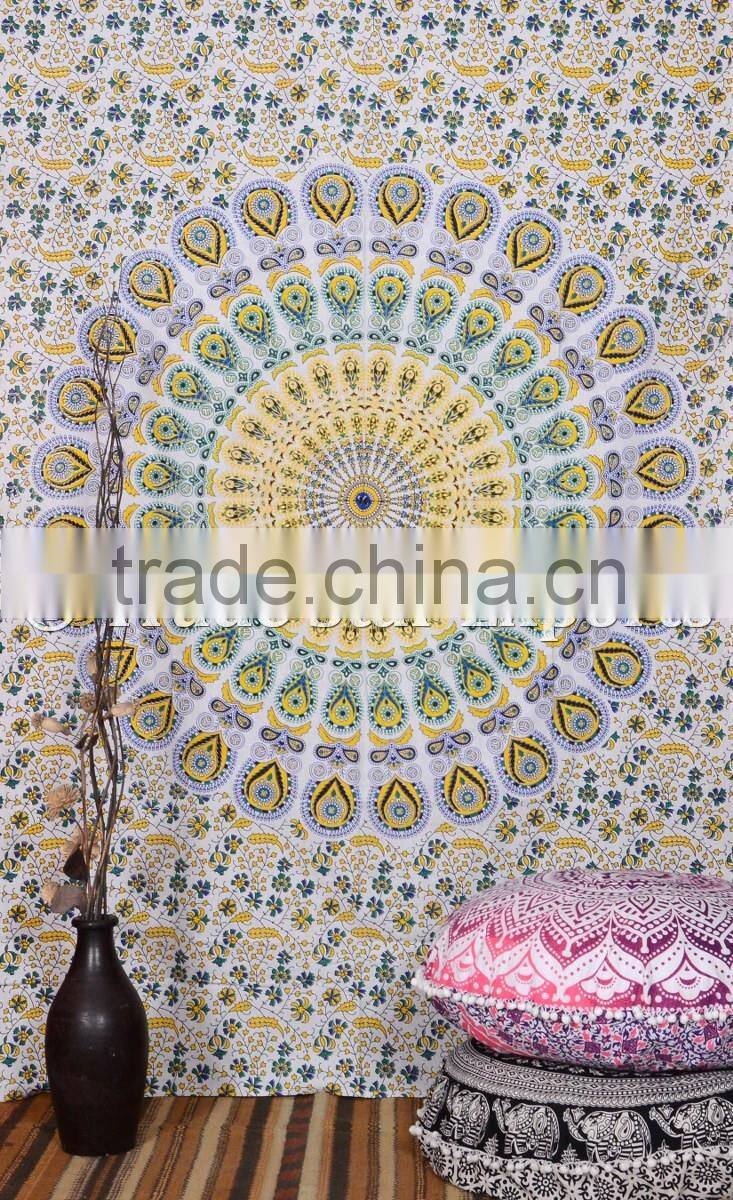 Queen Indian Ombre Mandala Ethnic Gypsy Wall Art Hippie Boho Cotton Home Decorative Tapestry