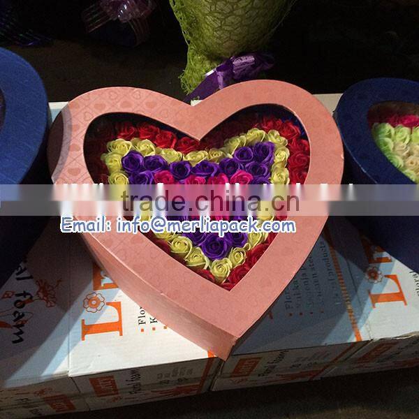 Romantic Rose Soap Flower Heart Shaped Box Bathing Rose Bud Flower Soap Petal Box