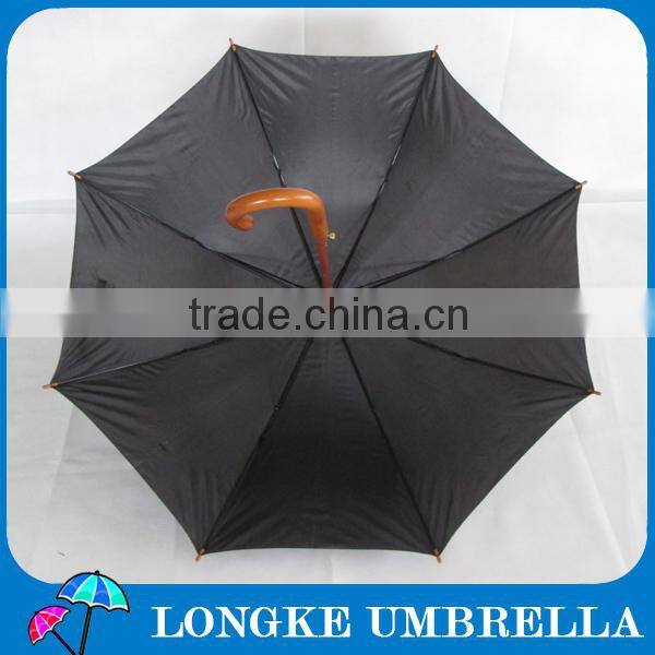 60cm black color auto open Wooden shaft straight umbrella