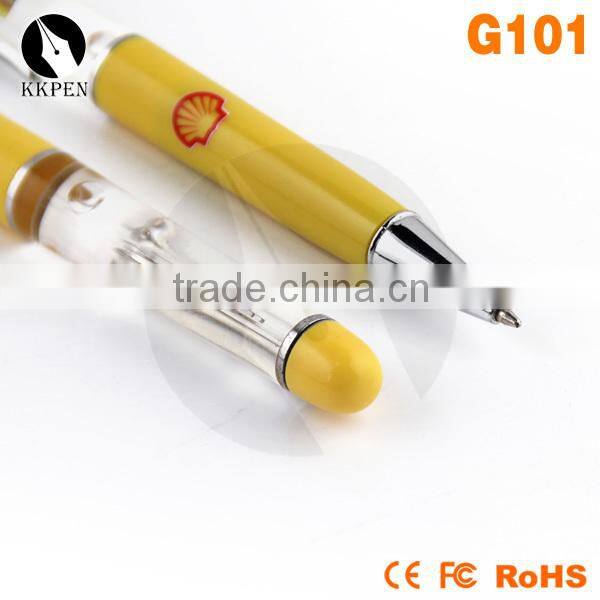KKPEN customized metal liquid light up pen with sand timer floater