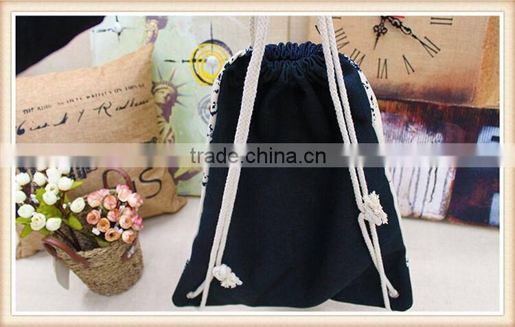Promotional shopping bag cotton linen custom drawstring bag