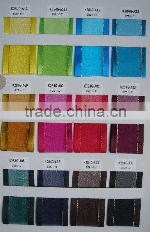 Gradual change color ribbon pink,yellow,blue,purple, 1-1/2inch wide organza ribbon,diy handmade hair accessorie,200 yard / roll.