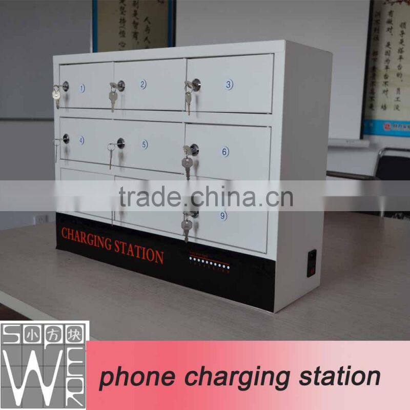 9 compartment steel locker charging cart