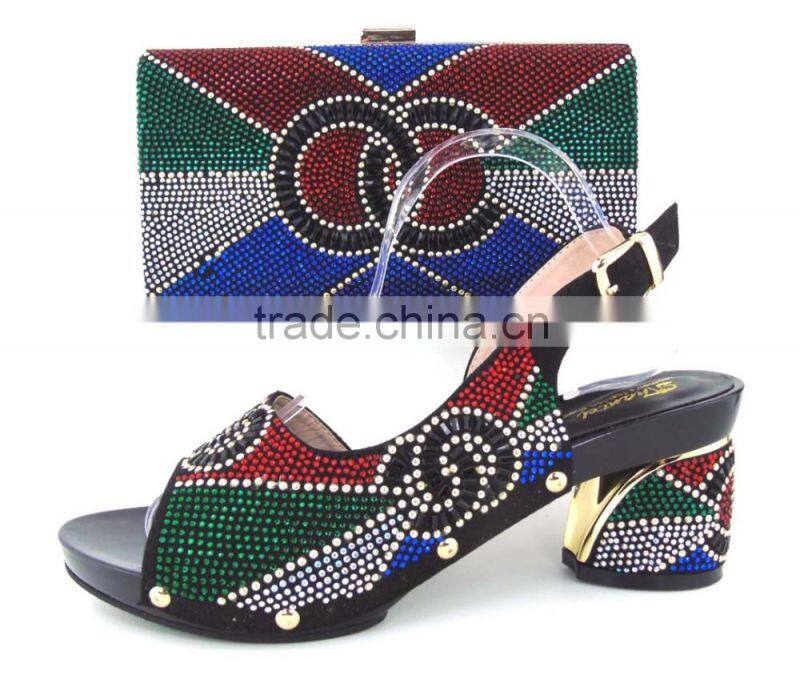 Italian matching shoes and bags stone design shoes mix women hand bag