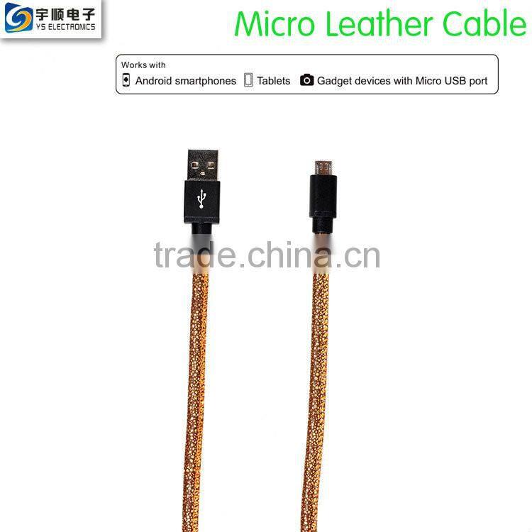 1M Micro Leather Cable for Samsung/Smartphone