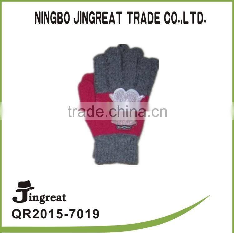 2015 new style gray and red have jacquard knitted glove