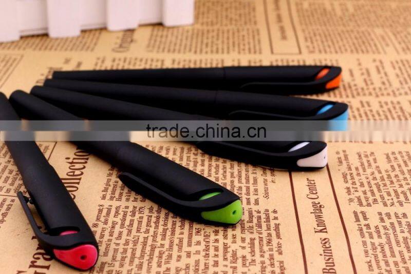 Factory price solid color promotional plastic logo gel ink pen with cap