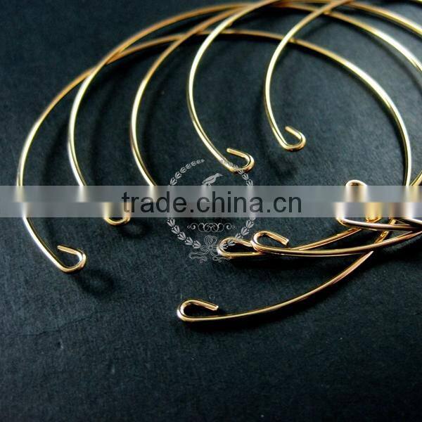65mm diameter 1mm thick 14K light gold plated simple wiring bracelet DIY bangle supplies 1900052