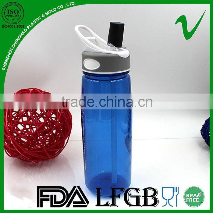 BPA free cylinder clear empty water PCTG 750ml drink bottle with straw