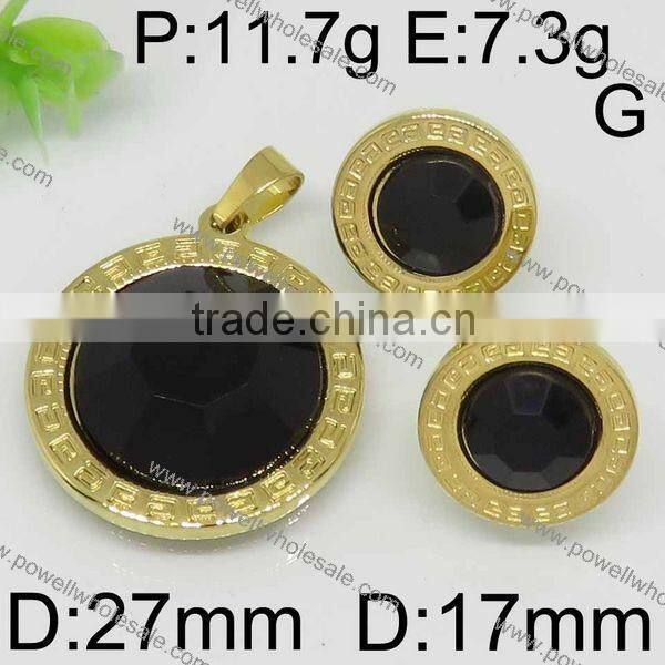 Fashion hot selling 14k gold jewelry wholesale with black and green stone