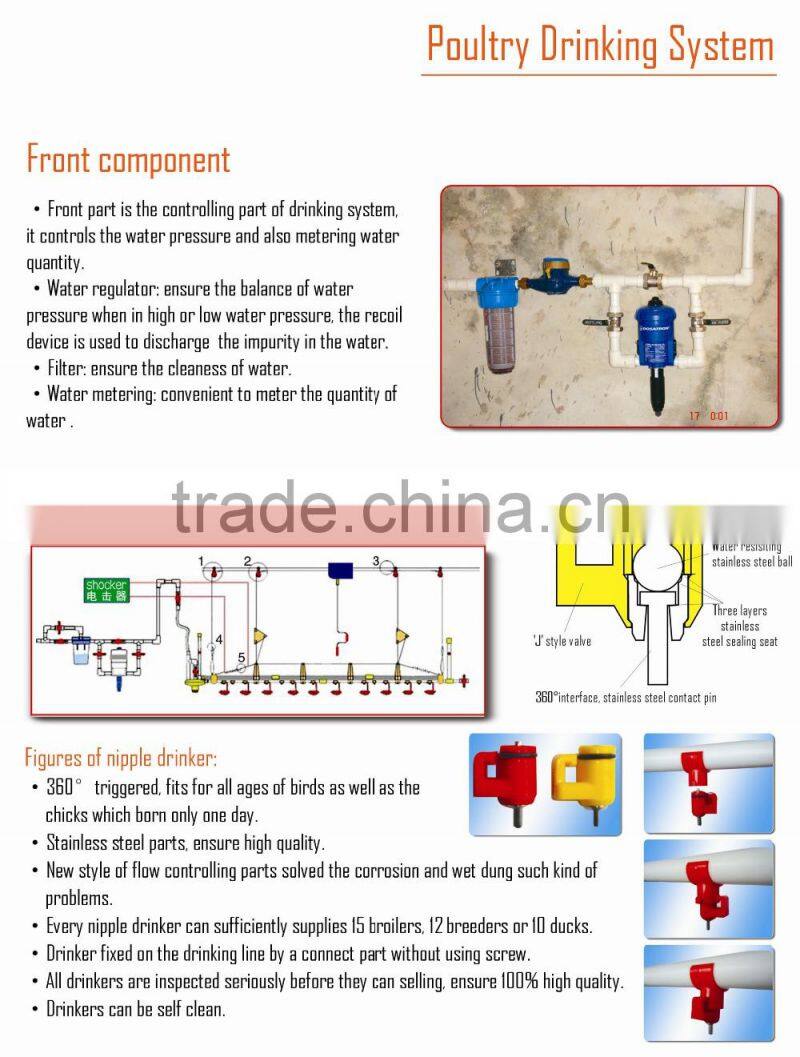 Automatic Nipple Drinking System for Poultry/chicken drinker