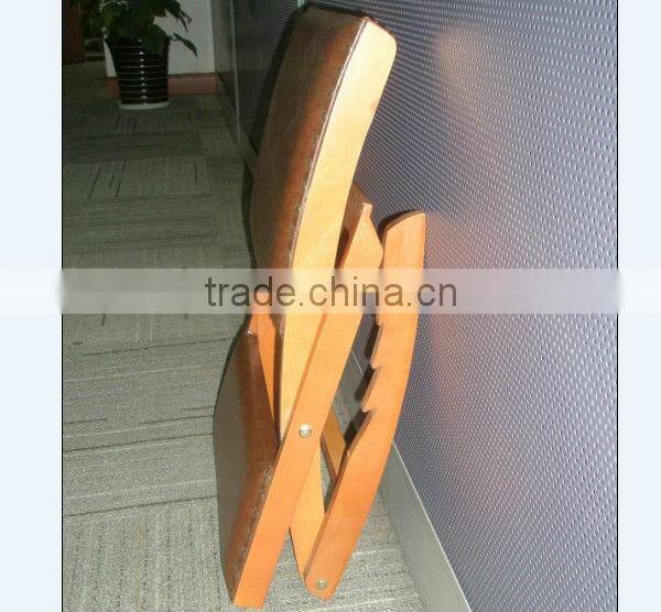 Foldable Wooden Footstool with PU Leather