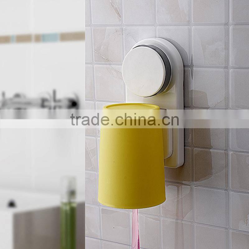 China wholesale custom Bathroom Plastic wall sucked toothbrush cup holder