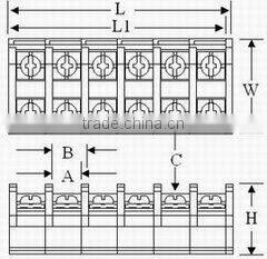 TR-10 Any Pole Assembly 600V 10 Amp Terminal Block Din Rail Connector