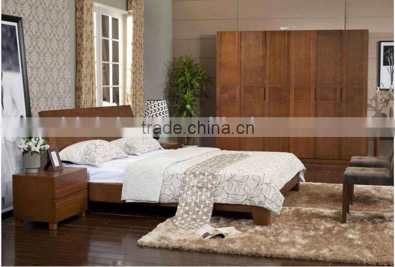 Simple Bed With Solid Wood Frame,Southeast Asian Style Bedroom Wooden Set,Malaysia Bedroom Natural Wood Furniture